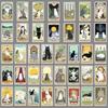 78-Piece Cat Tarot Graffiti Sticker Set - Creative DIY Waterproof Stickers for Phone & Suitcase