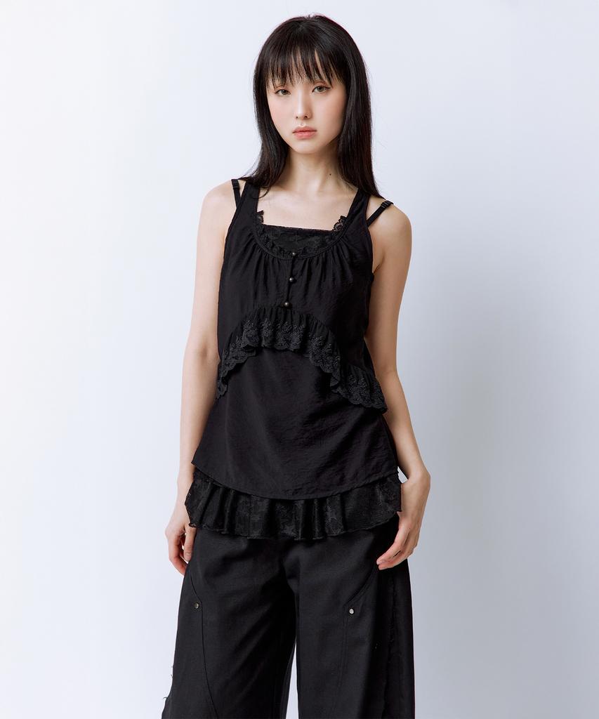 ROUGHNECK Star Pattern Mesh Layered Dress Black