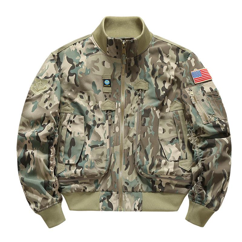 Pilot Jacket Spring and Autumn New Air Force Jacket Men s Baseball Uniform Shorts Tactical Stand Collar Jacket S