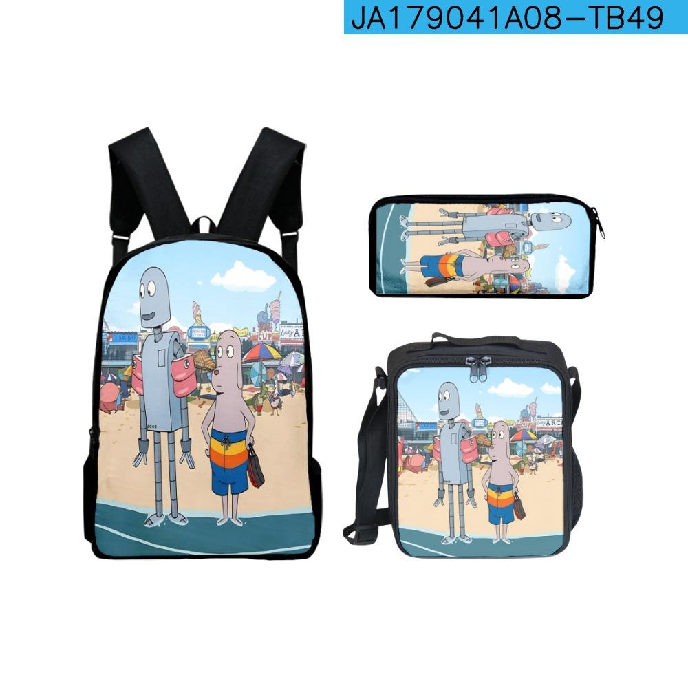 Klassiek Populair Nieuwigheid Grappige Robot Dromen 3D Print 3 stuks/Set leerling Schooltassen Laptop Dagrugzak Rugzak Lunchtas Etui