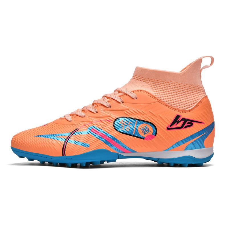 High-top football shoes tf broken nails artificial turf AG nails leather feet boys and girls children and adolescents students training shoes