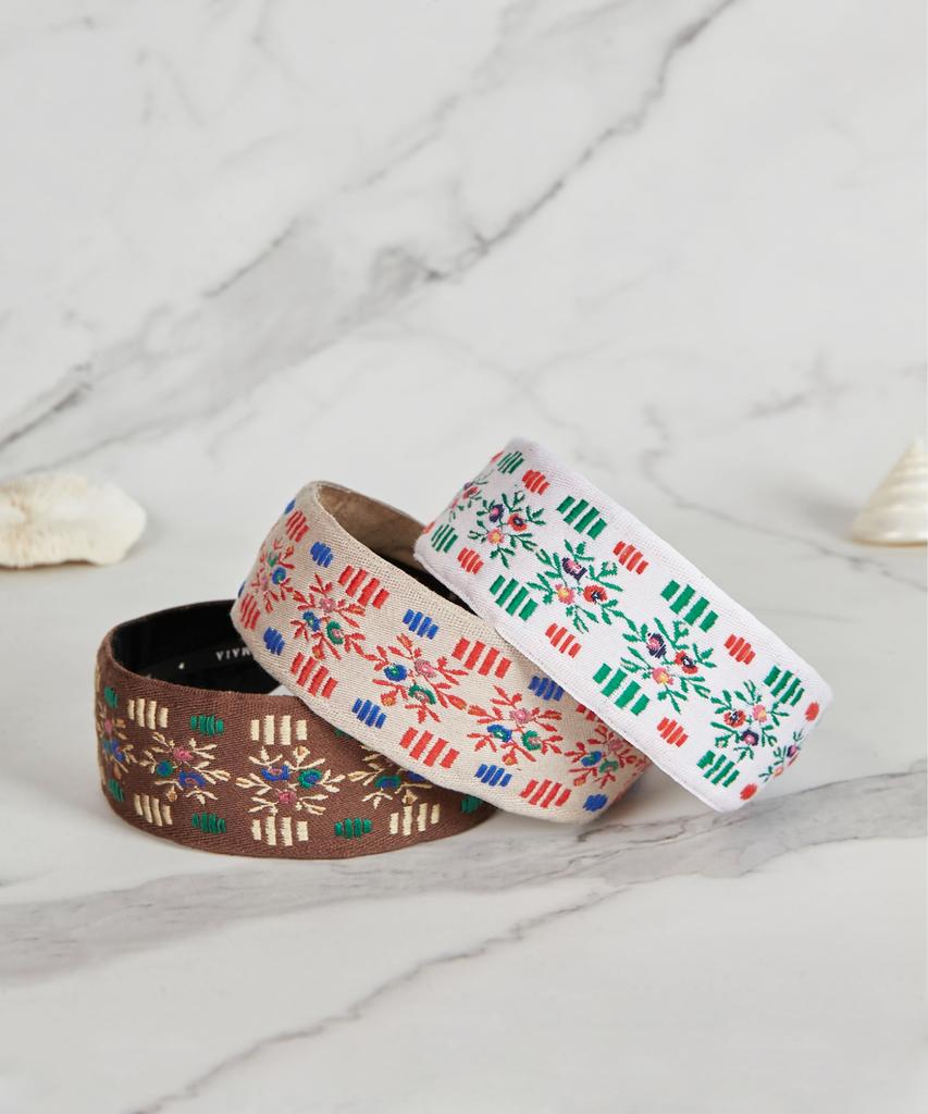 Maia Garden Jacquard Hairband - Knot Type Brown