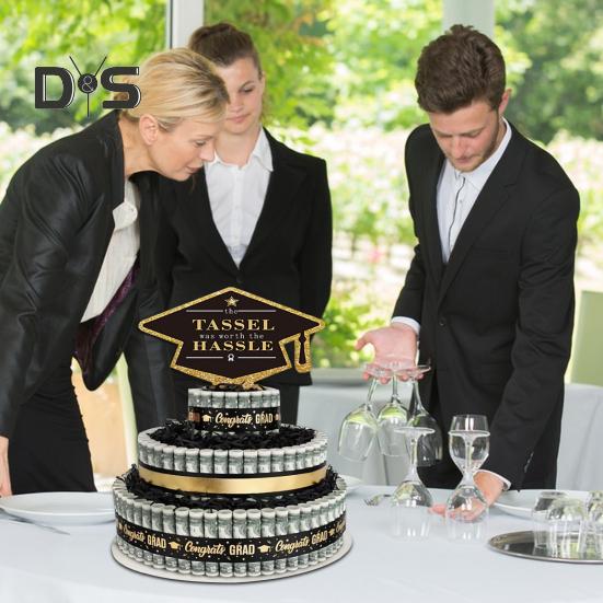 Dárky k promoci 2025 Třípatrový dort plný hotovosti Dekorace k promoci pro chlapce a dívky Střední škola Vysoká škola Potřeby na promoční párty