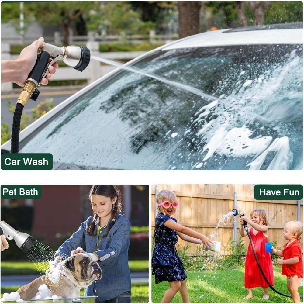 FANHAO Garden Hose Nozzle, 100% Heavy Duty Metal Water Hose Nozzle Sprayer with 7 Spray Patterns, High Pressure Hand Sprayer Wit