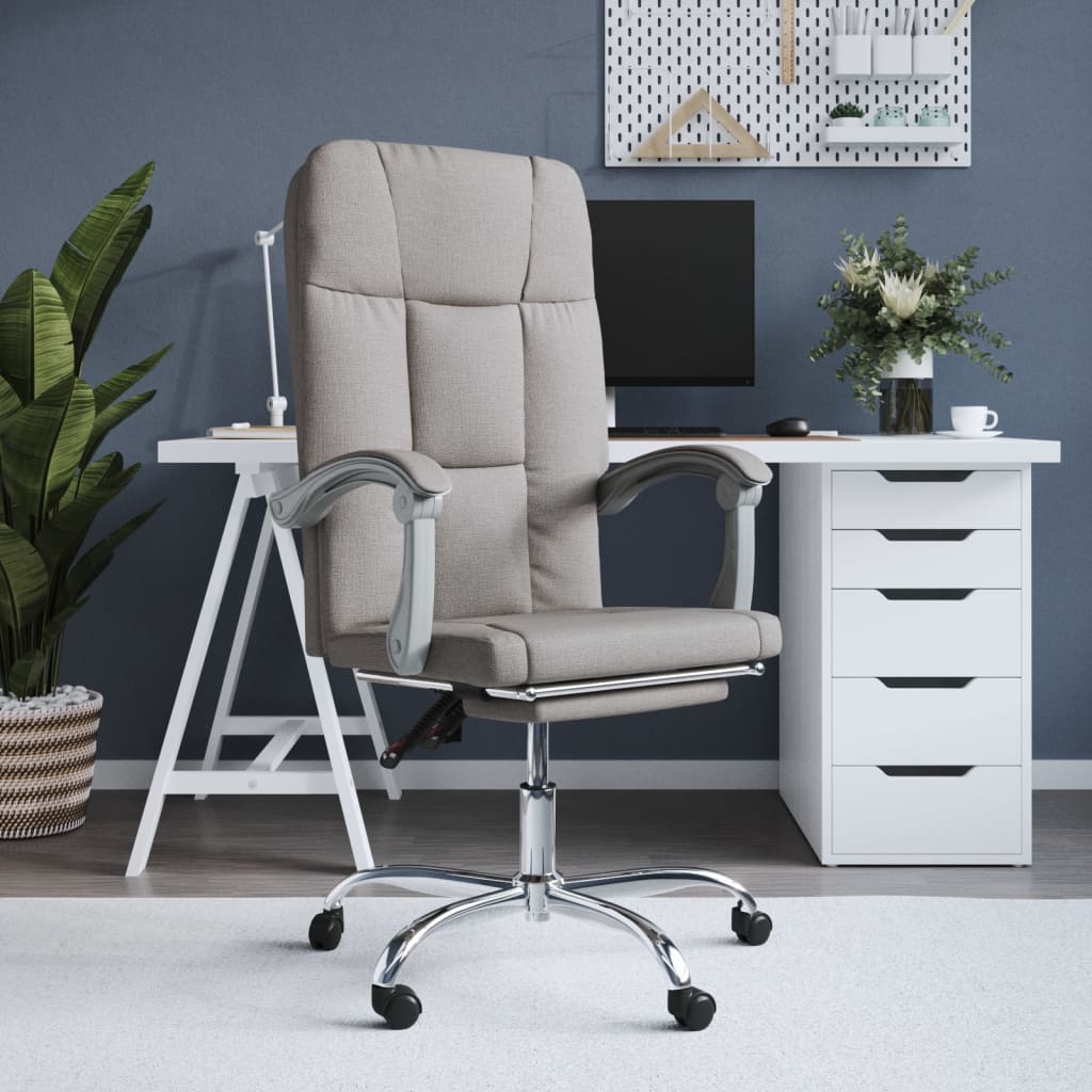 Office Chair with Reclining Function Taupe Fabric