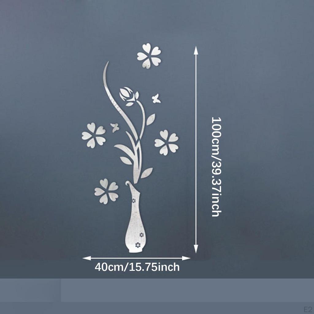 3D Mirror Flower Wall Decal Murals Housewarming Gift Crafts Minimalist Acrylic Ornament Art