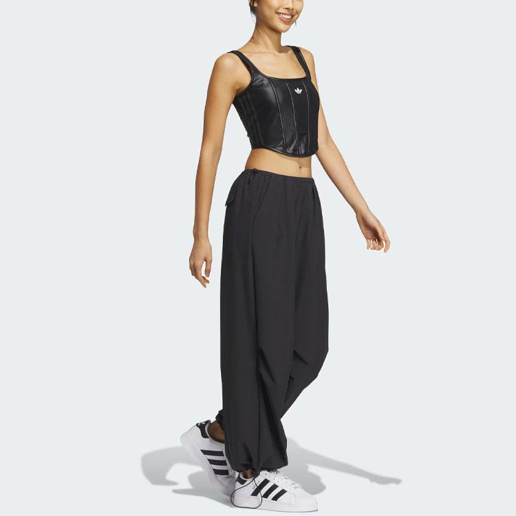 Adidas Originální Trefoil korzetové tílko s jednobarevným logem Dámské topy Černá IX1912