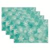 4/6pcs Set of Winter Christmas Green Snowflake Pattern Placemats, Seasonal Daily Holiday Decoration, Suitable for Home Kitchen, Restaurant, Party,