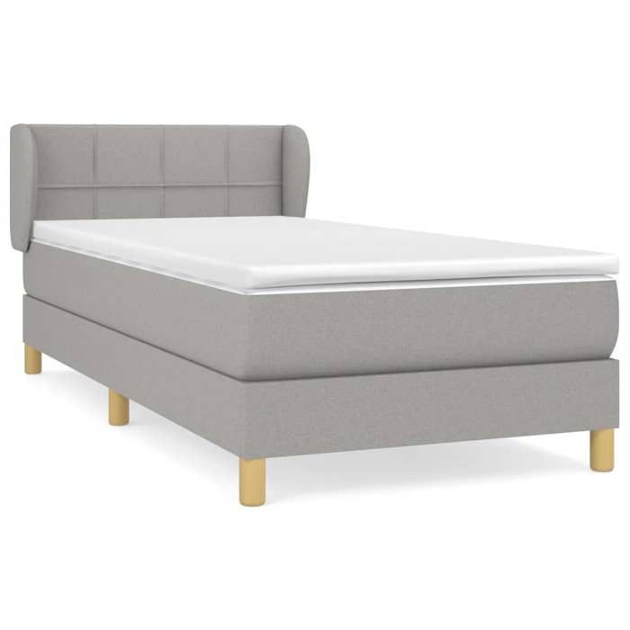 3126773 vidaXL Lit à sommier tapissier avec matelas Gris clair 90x200 cm Tissu