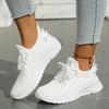 Large-size Woven Sports White Shoes for Women, Summer New Style Fashionable Sports Shoes, Mesh Soft-soled Walking Shoes