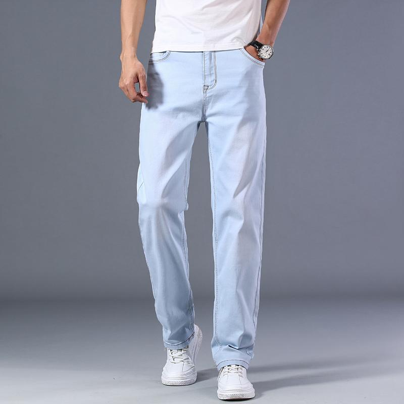 Wovey Dames Dun Rechte Pijp Losse Jeans Zomer Klassieke Stijl Geavanceerde Stretch Losse Broek 7 Kleuren Beschikbaar 44