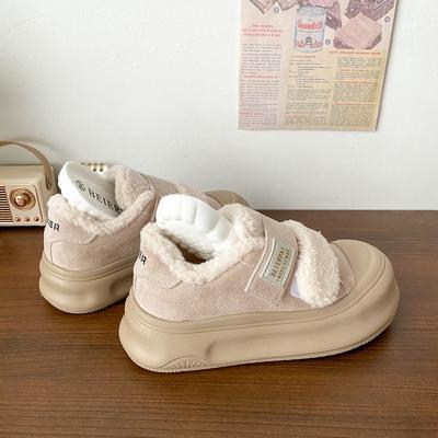 Pantofi de iarnă din bumbac pentru femei, pantofi de pâine groși de catifea pentru femei, noi populari 2024, pantofi calduroși cu Velcro, pantofi cu talpă groasă