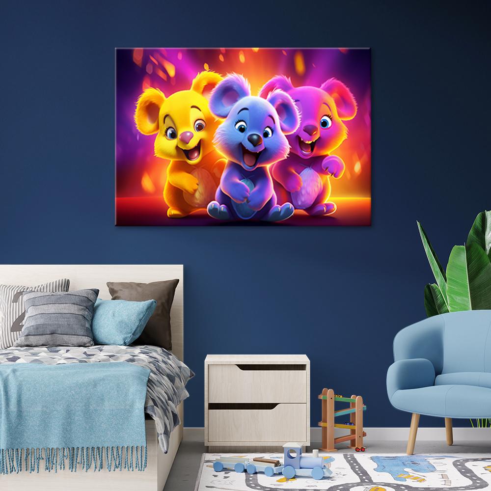 Canvas print, Neon bears abstract