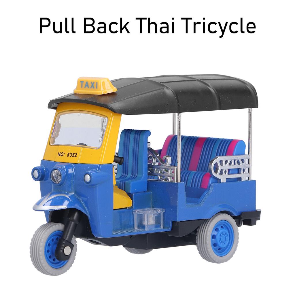 Pull Back Thai Tricycle Simulation Alloy Tuk Tuk Car Model Toy Children Vehicle ToyBlue
