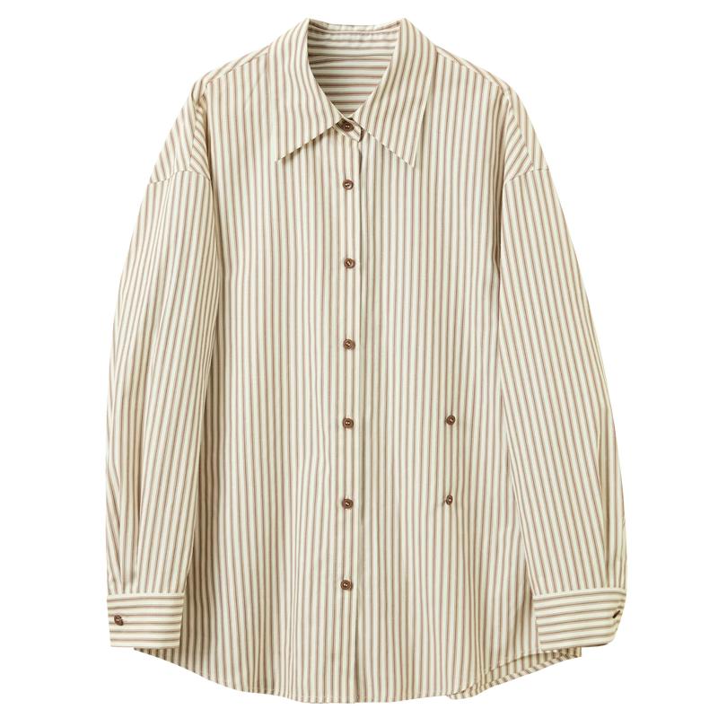 Women s Striped Loose-Fit Midi Shirt S