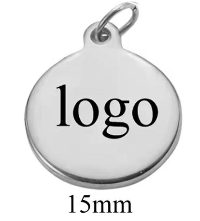 20pcs/lot Stainless Steel Customize Logo Tags Charms for DIY Jewelry Making Personalized Name Logo Disc 3 Colors