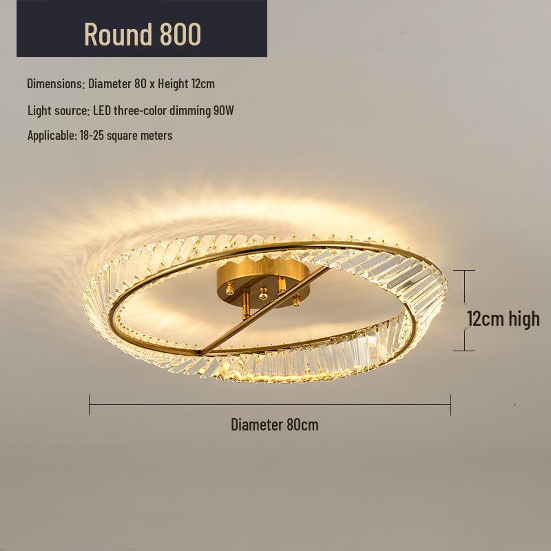 Italian Minimalist Crystal LED Ceiling Light for Bedroom and Living Room