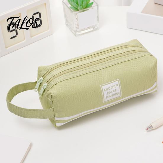 Double Partition Pencil Case Oxford with Handle, Layer Pen Pouch, Large Student Stationery Storage Bag Capacity for Students And Commuters Organizer
