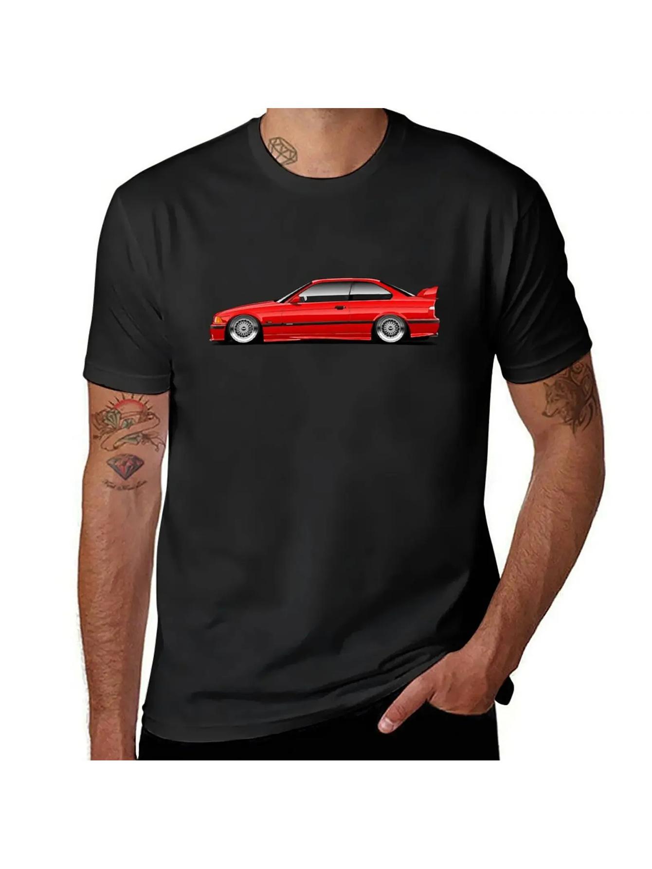 

Men s M3 E36 for -Inspired T-Shirt - 230gsm Heavyweight Cotton Tee with Iconic Red for E36 M3 Car Print M