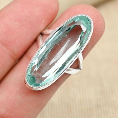 Aqua Apatite Gemstone Solid 925 Sterling Handmade Silver Jewelry Dainty Pendant For Her