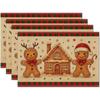 Gingerbread Man House Printed Placemats Heat Resistant Vintage Xmas Family Feast Winter Indoor Table Home Decor