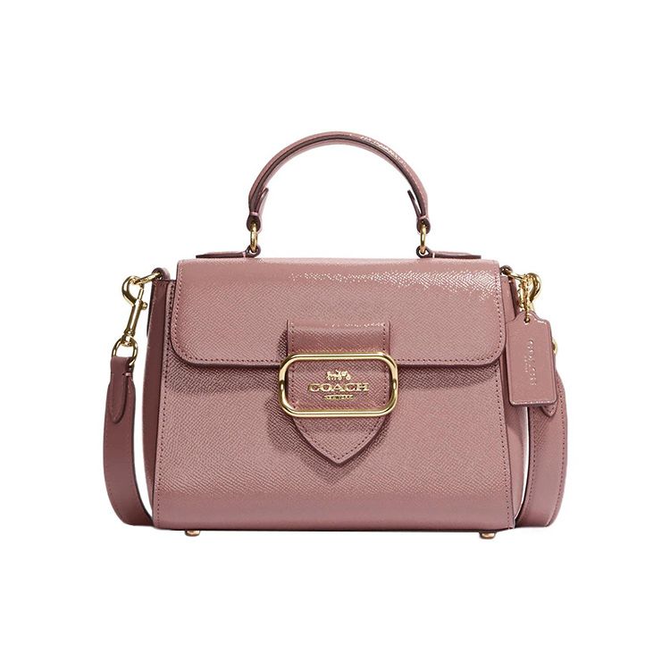 Coach Women's Pink 21 Solid Color Snap Closure Leather Briefcase Handheld Shoulder Crossbody Bag Small Bags Rose- Cf320-Imdro
