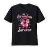 Womens T Shirt My Grandma Is A Survivor Flower Breast Cancer Awareness Black 2X Large vintage Washed Comfortable Soft Unisex