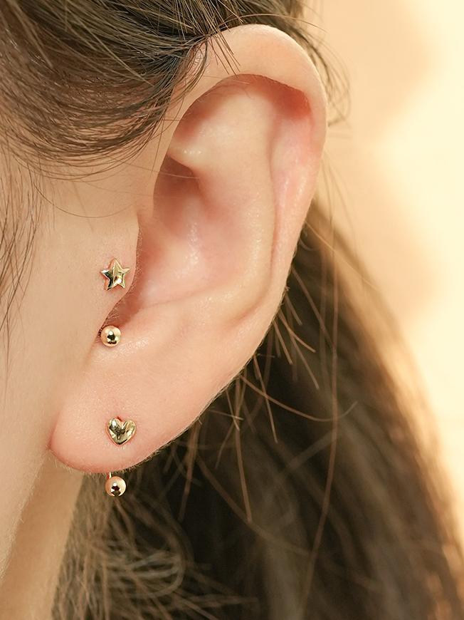 Minimalpiercing 14K Mini Chubby Star Curved Ring Piercing Earrings