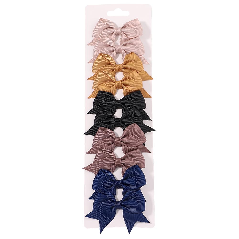 10PCS/Set 2.4Inches Solid Hair Bows With Hair Clips For Girls Headwear New Handmade Bowknot Barrettes Cute Kids Hair Accessories