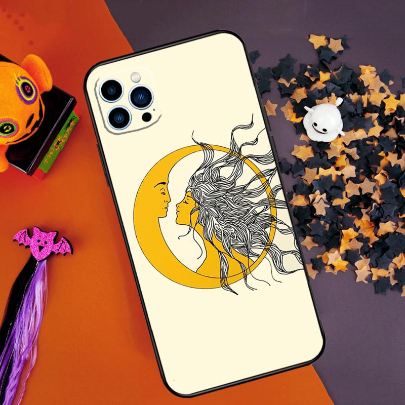 Sun Moon Art Bumper Case For iPhone 15 16 14 Pro Max 11 12 13 Pro Max Mini XR 16e 16 15 Plus Phone Cover