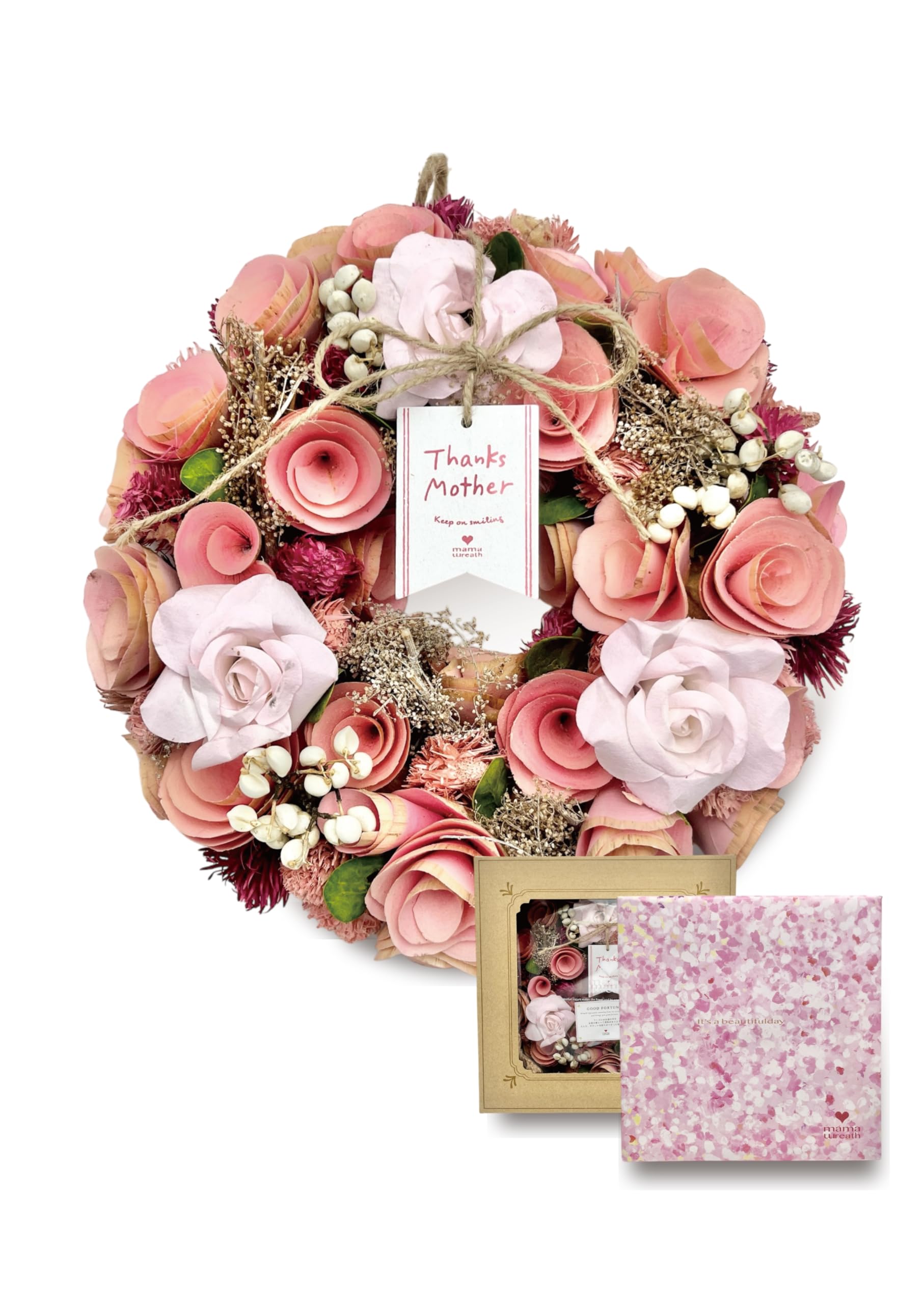 

mamawreath Flower Spring For Medium 25cm x 6cm Pink [2025 Pre-Wrapped C] Birthday, Mother s Day, Gift, Wreath, Pink, Entryway, Eternity, Size