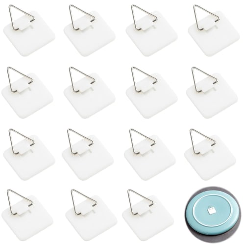 Set of 15 Triangular Hanging Hooks, Self-Adhesive Wall Hooks for Hanging Plates, Picture Frames, Wall Art, Bathroom and Kitchen Doors, and More