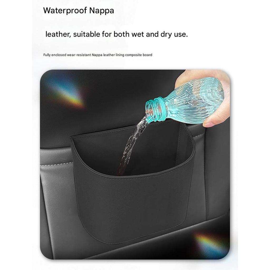 Multipurpose Vehicle Trash Can For Door Seat Leather Construction Spill Resistant Design Bin Easy Wipe Clean Surfaces
