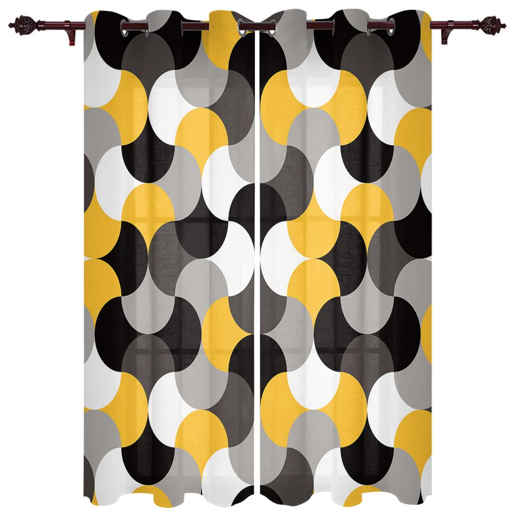 Circle Abstract Geometry Window Curtain Living Room Luxury Valance Curtain for Bedroom Home Kitchen Decor Curtain