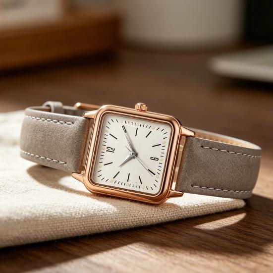 Quartz Watch for Women Luminous Hands Compact Wristwatch Elegant Arabic Numerals Watch Easy Night Reading Square Watch for Daily Wear Gift