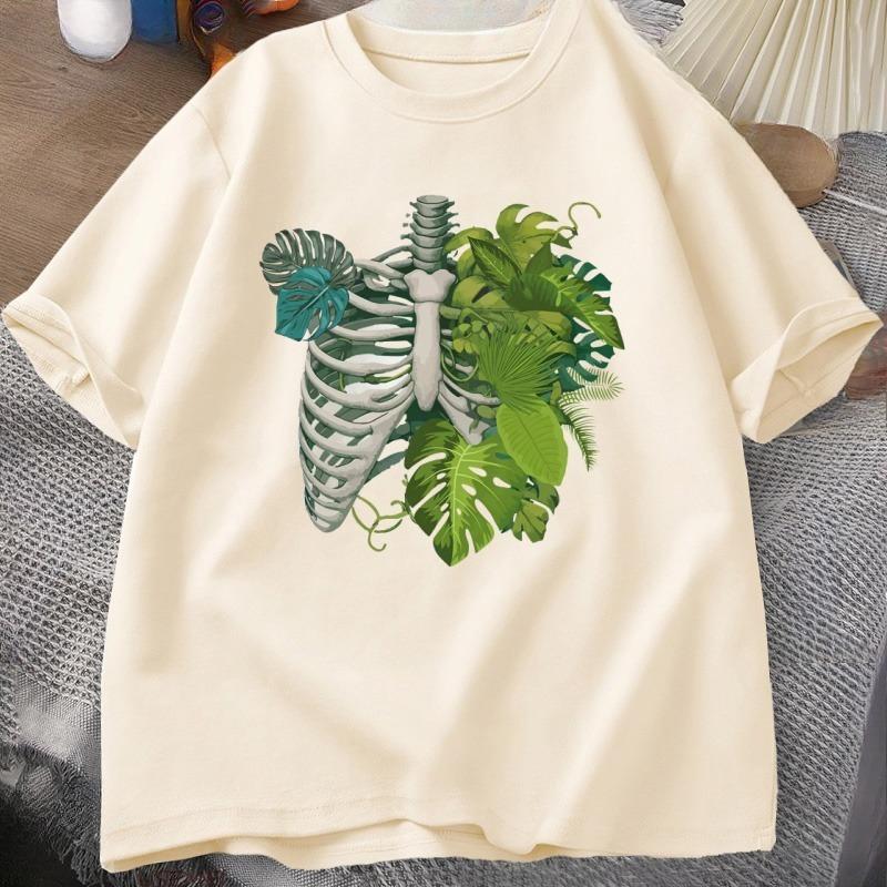 Skeleton Plant Body Tshirt Women Unisex Funny Plant Lover T Shirt Plant Mom Tee Funny Graphic T Shirts Cotton Short Sleeve Clothes