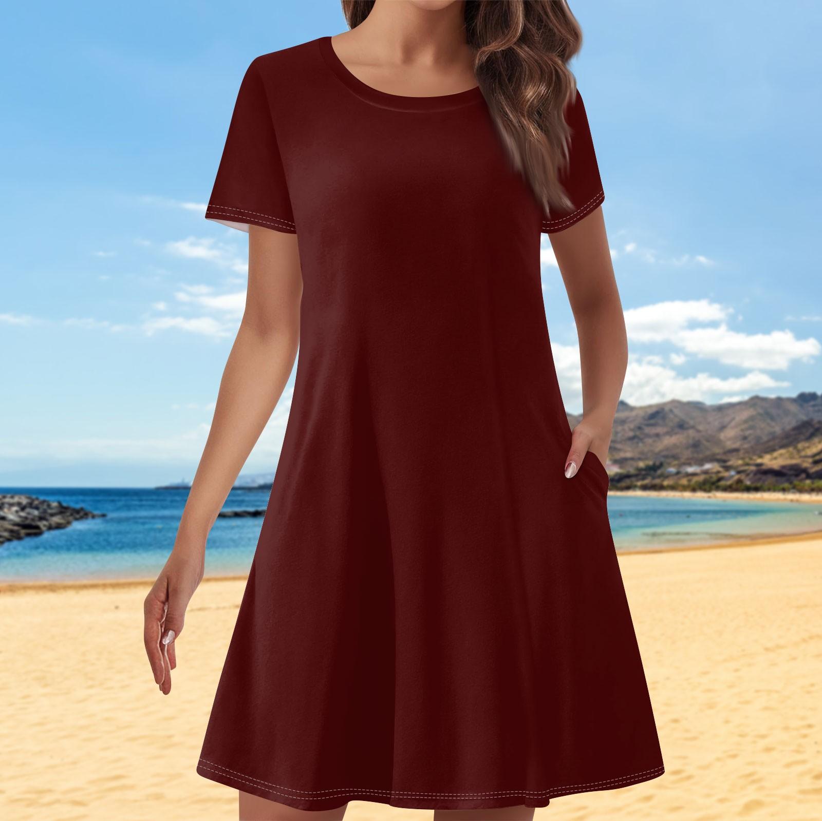 Женские повседневные платья с однотонным принтом — фото 13