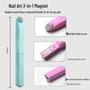 Three-in-One Cat Eye Magnet Nail Art Tool with Glass Beads & Butterfly Design