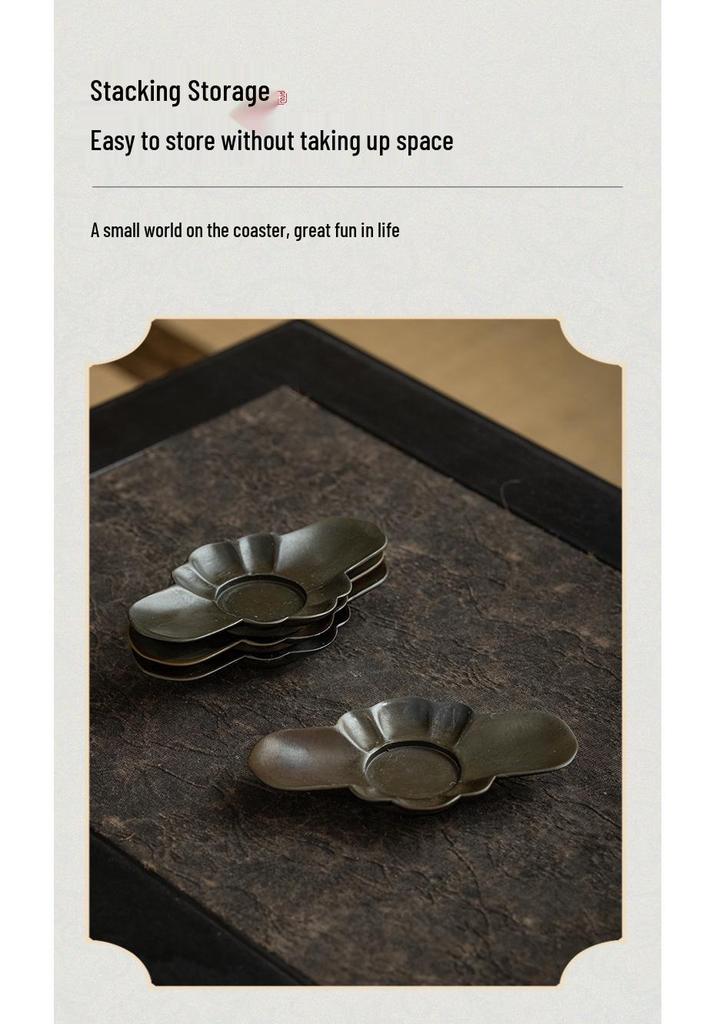 Japanese Antique Tin Tea Cup Coaster: Non-slip Retro Mat for Tea Ceremony Accessories