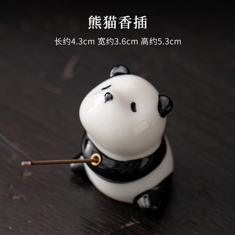 

Вставка для благовоний в виде панды Милые керамические украшения для дома Сандаловое дерево Агаровое дерево Курильница для благовоний Сиденье для чая Домашнее животное Украшение для рабочего стола