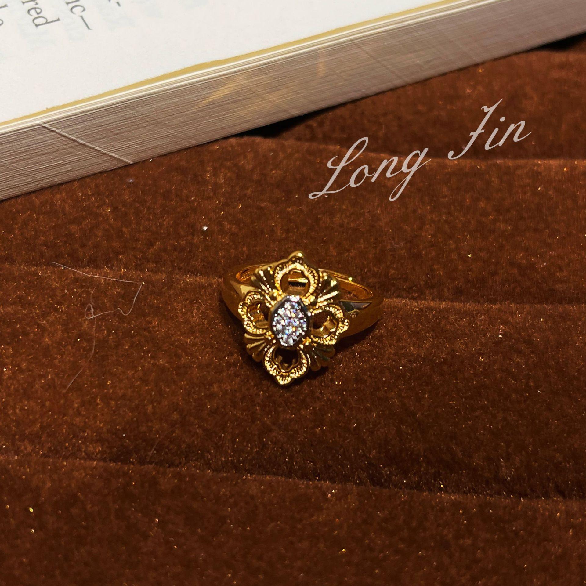 Щеточный Craft Bratti Ретро Судебный Стиль Крест Цветок Кольцо Женское Алмазное Четырехлистник Кольцо