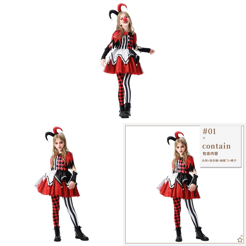 It Clown Themed Childrens Costume Dress With Polyester Fabric For Halloween Party And Festival