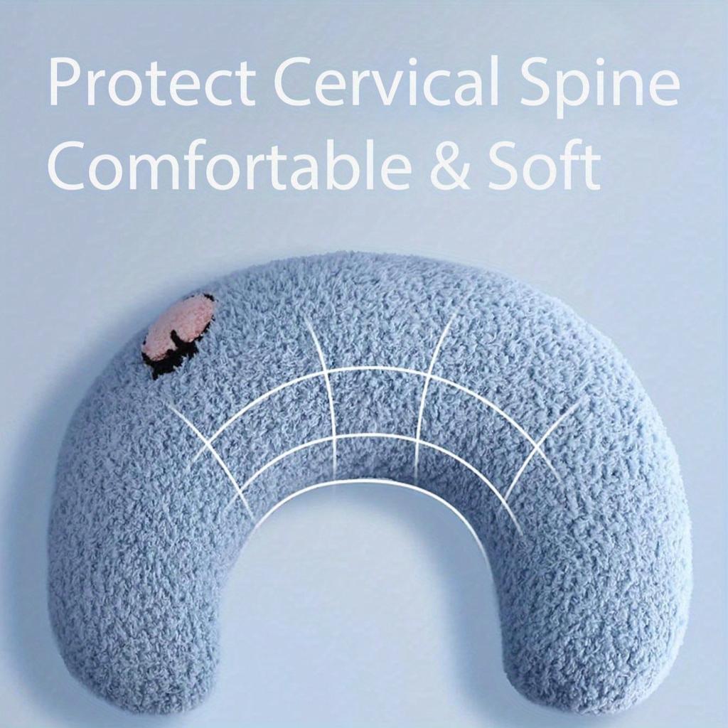 1pc Plush Pet U-Shaped Neck Pillow, Soft And Fluffy Cat Pillow, Suitable For Deep Sleep And Neck Protection Of Pets