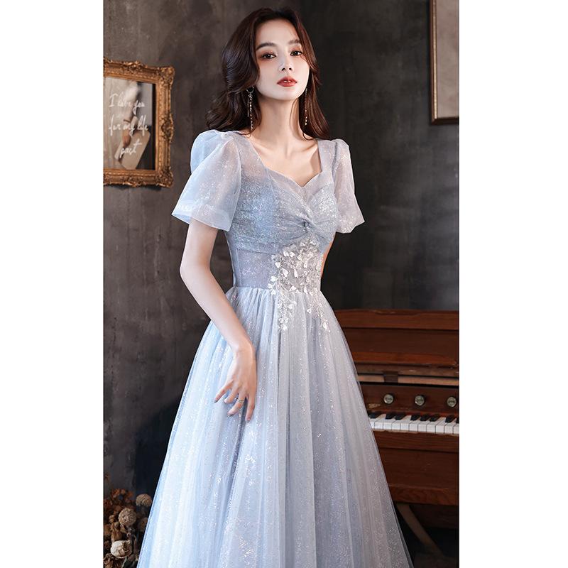 Art exam evening dress skirt women's banquet temperament light luxury niche high-end high-end sense vocal bridesmaids annual meeting host blue
