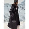 ELLE Women's Hooded White Duck Down Long Puffer Jacket