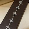 New Vintage 100% Pure 925 Sterling Silver Link Bracelets Pave Aaa Zircconia 5 Flower Bracelet For Women Luxury Fine Jewelry