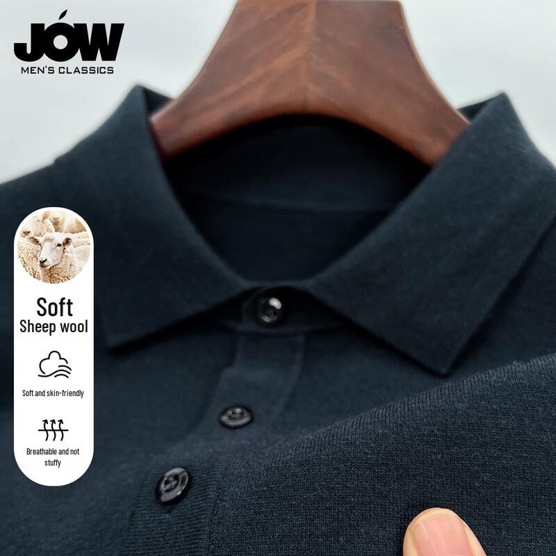 JOW Men s Merino Wool Blend Long Sleeve Polo Shirt 110