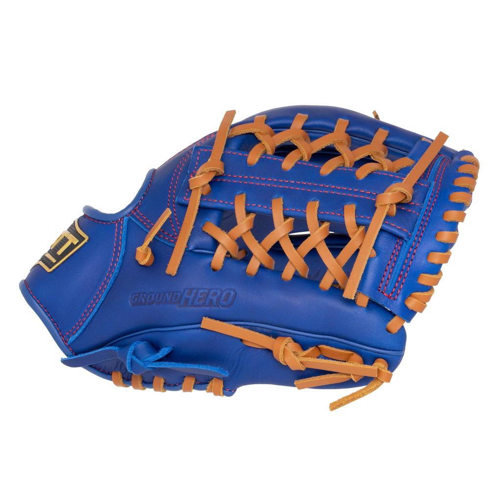 ZETT Youth Softball Ground Royal Blue X Oak Size M Heights BJG762640 Glove, Hero, All-Around, Right-Handed Throw, Brown, (For 130-145cm),