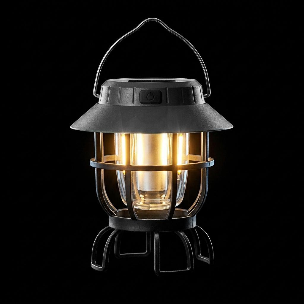 Fast Charging USB Rechargeable Camping Lantern Iron Solar LED Lamp for Family Travel, Tent Sleep and Night Walk with IP65