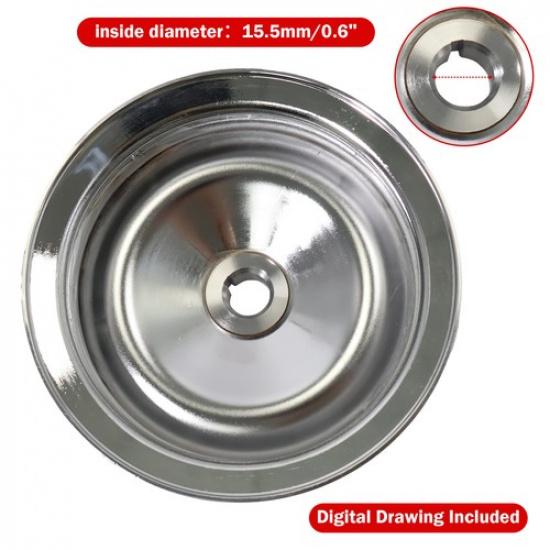 Pulley CHROME Power Steering Pump Belt Double Groove For Saginaw GM Chevy PRESS